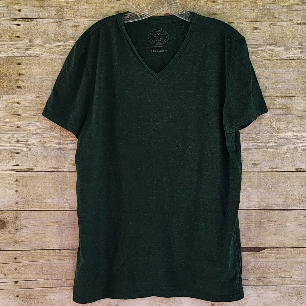 Men's American Eagle Vintage T - Size Large - Heathered Emerald Green - V-Neck